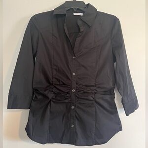 New York & Co NWT Black Ruched M Button Down Blouse